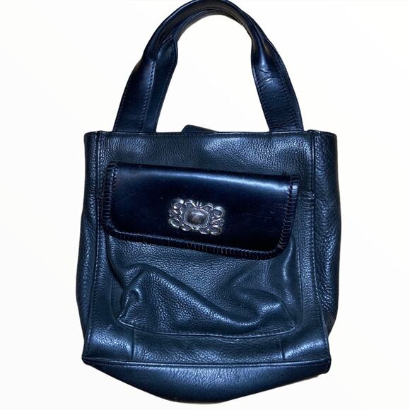 FOSSIL Small Vintage Black Leather Tote shoulder bag - Picture 1 of 4